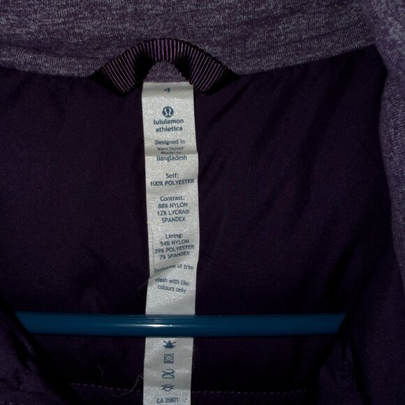 Lululemon Women's Fluff Off Full Zip Purple Quilted Puffer Vest – Size 4 - Picture 3 of 3